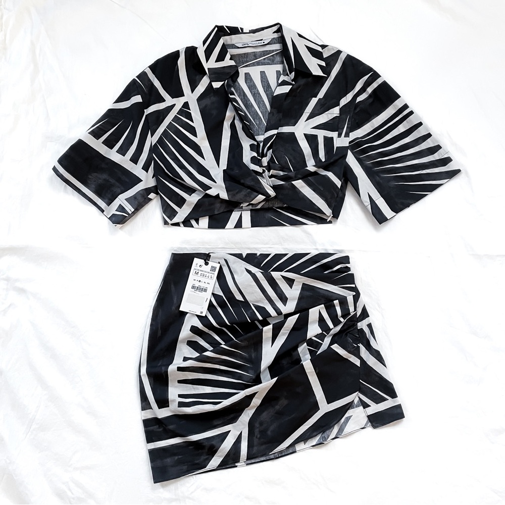 Zara Linen Top & Skirt Set